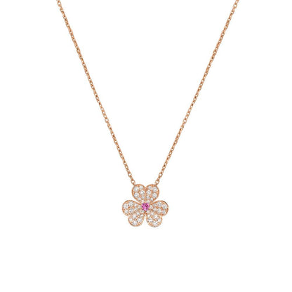 [Luxe Jewelry]FRIVOLE ROSE GOLD FLOWER DIAMOND NECKLACE