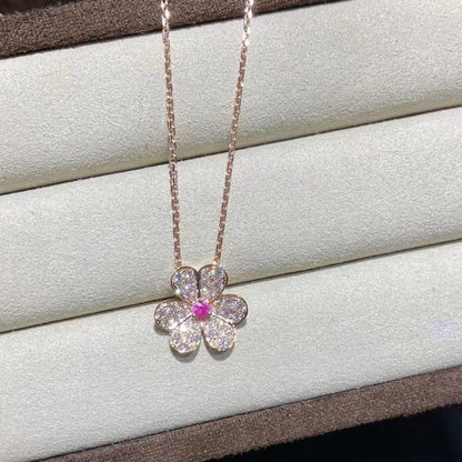[Luxe Jewelry]FRIVOLE ROSE GOLD FLOWER DIAMOND NECKLACE