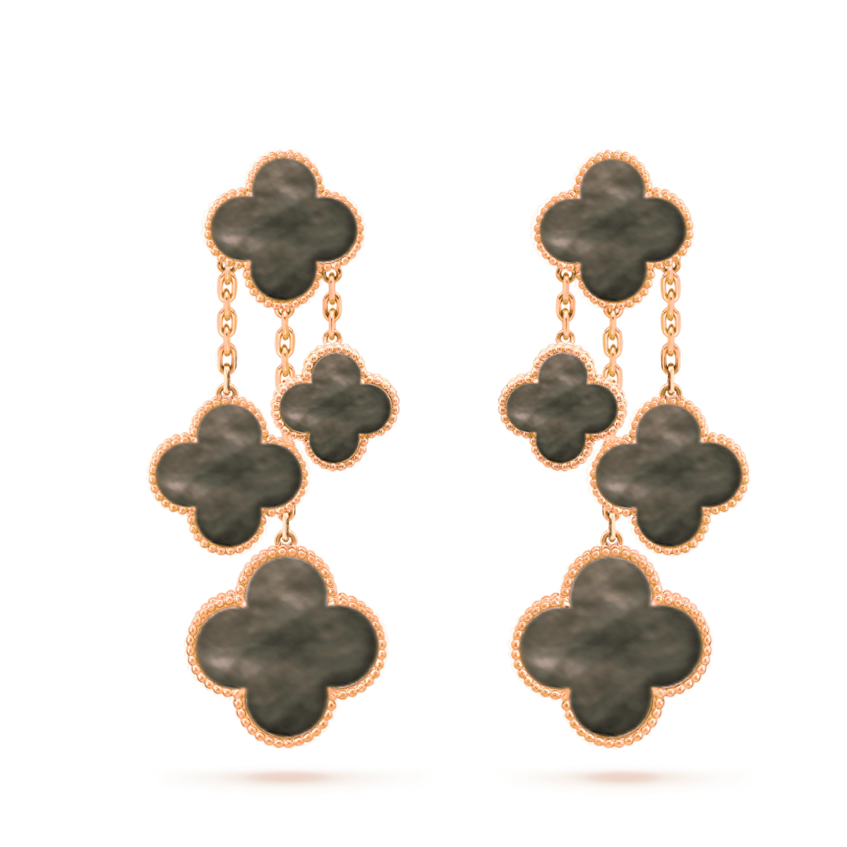 [Luxe Jewelry]CLOVER EARRINGS DARK MOP 4 MOTIFS ROSE GOLD