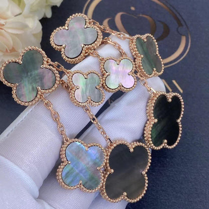 [Luxe Jewelry]CLOVER EARRINGS DARK MOP 4 MOTIFS ROSE GOLD