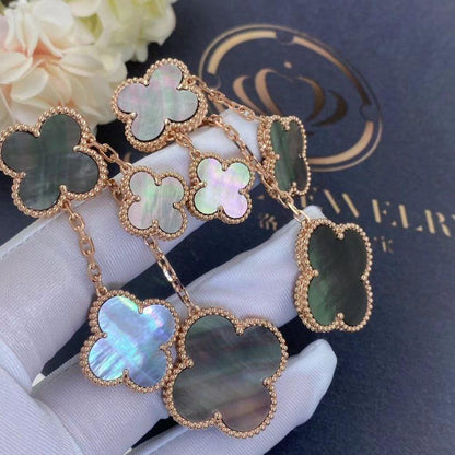 [Luxe Jewelry]CLOVER EARRINGS DARK MOP 4 MOTIFS ROSE GOLD