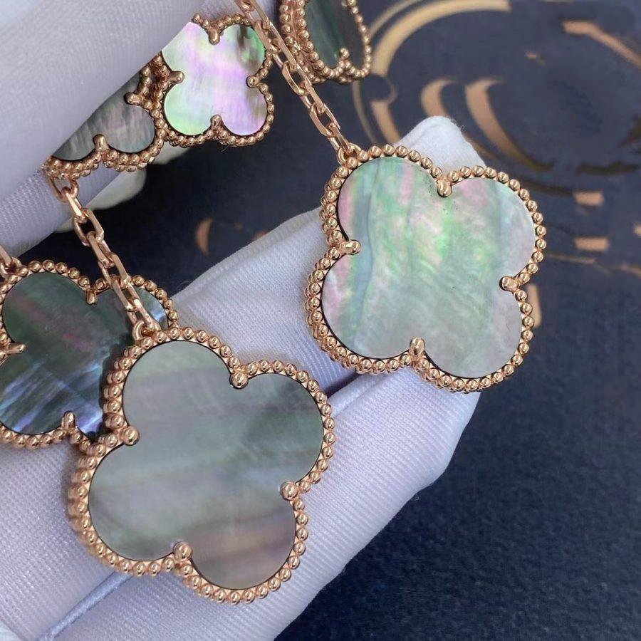 [Luxe Jewelry]CLOVER EARRINGS DARK MOP 4 MOTIFS ROSE GOLD
