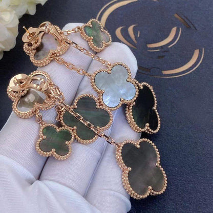 [Luxe Jewelry]CLOVER EARRINGS DARK MOP 4 MOTIFS ROSE GOLD