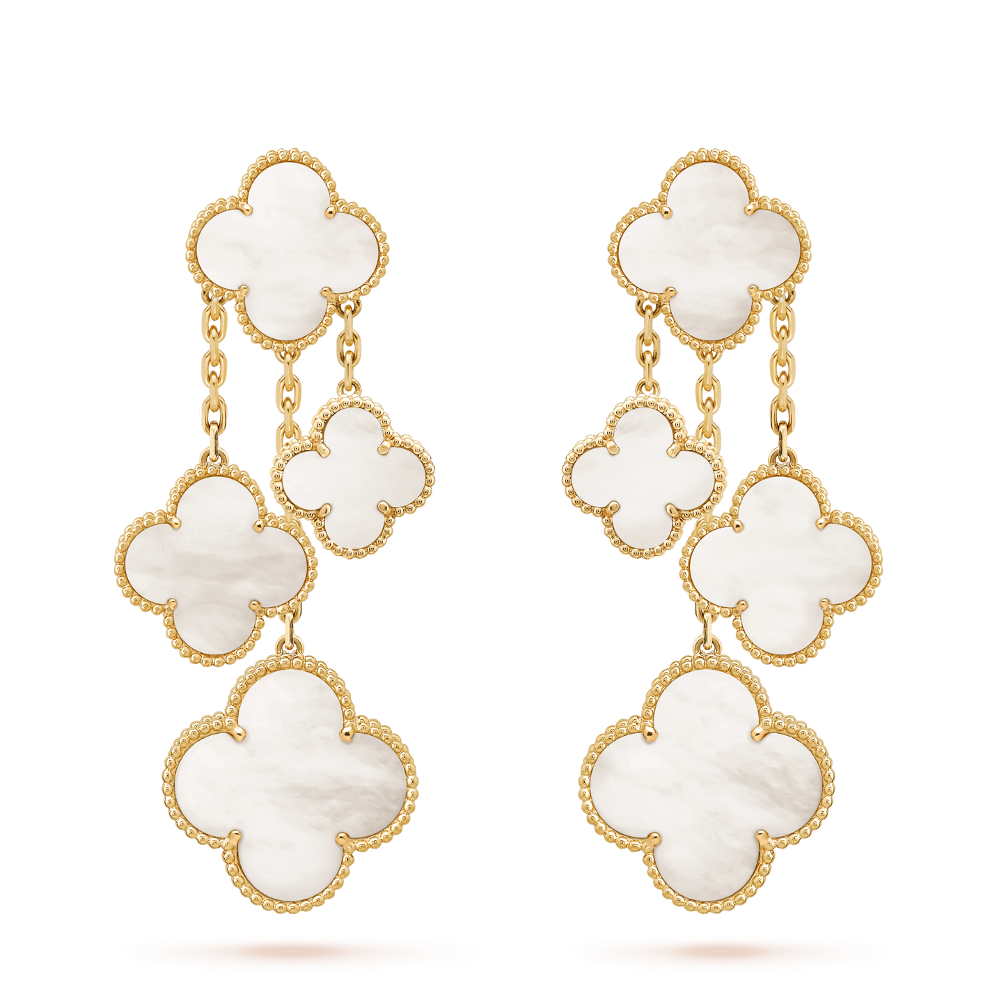 [Luxe Jewelry]CLOVER EARRINGS WHITE MOP 4 MOTIFS GOLD