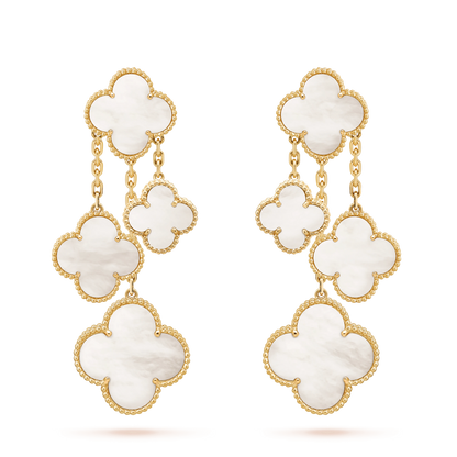 [Luxe Jewelry]CLOVER EARRINGS WHITE MOP 4 MOTIFS GOLD
