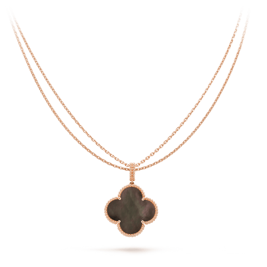 [Luxe Jewelry]CLOVER 25MM GOLD DARK MOP BIG CLOVER NECKLACE