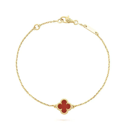 [Luxe Jewelry]CLOVER  CARNELIAN SINGLE FLOWER BRACELET
