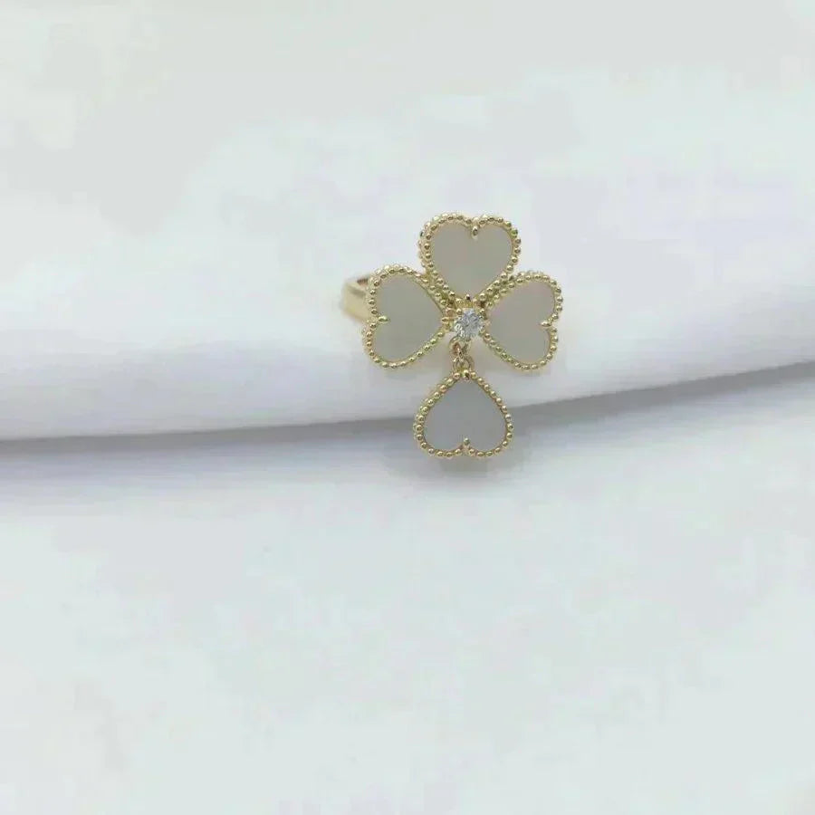 [Luxe Jewelry]SWEET CLOVER WHITE MOP RING