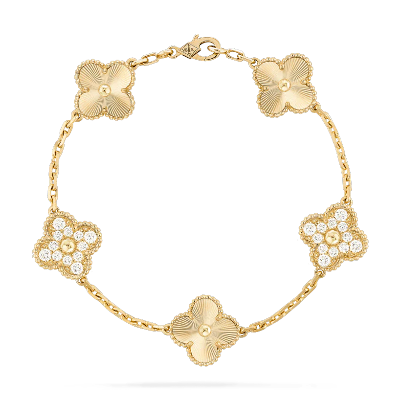 [Luxe Jewelry]CLOVER BRACELET 5 MOTIFS GOLD DIAMOND