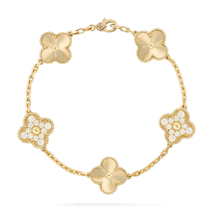 [Luxe Jewelry]CLOVER BRACELET 5 MOTIFS GOLD DIAMOND