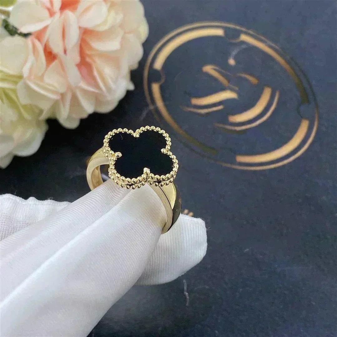 [Luxe Jewelry]CLOVER ONYX RING