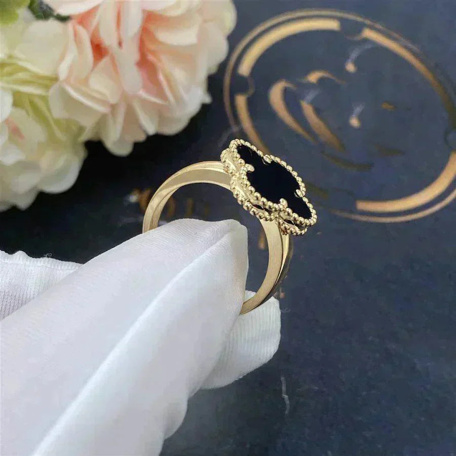 [Luxe Jewelry]CLOVER ONYX RING