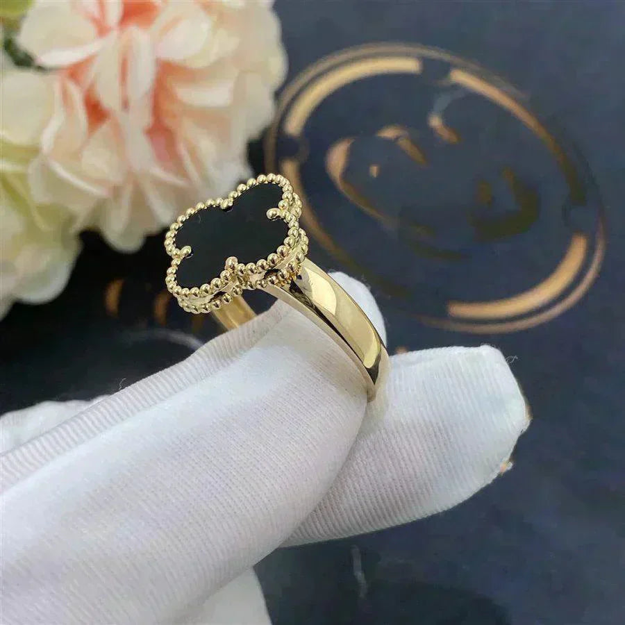 [Luxe Jewelry]CLOVER ONYX RING