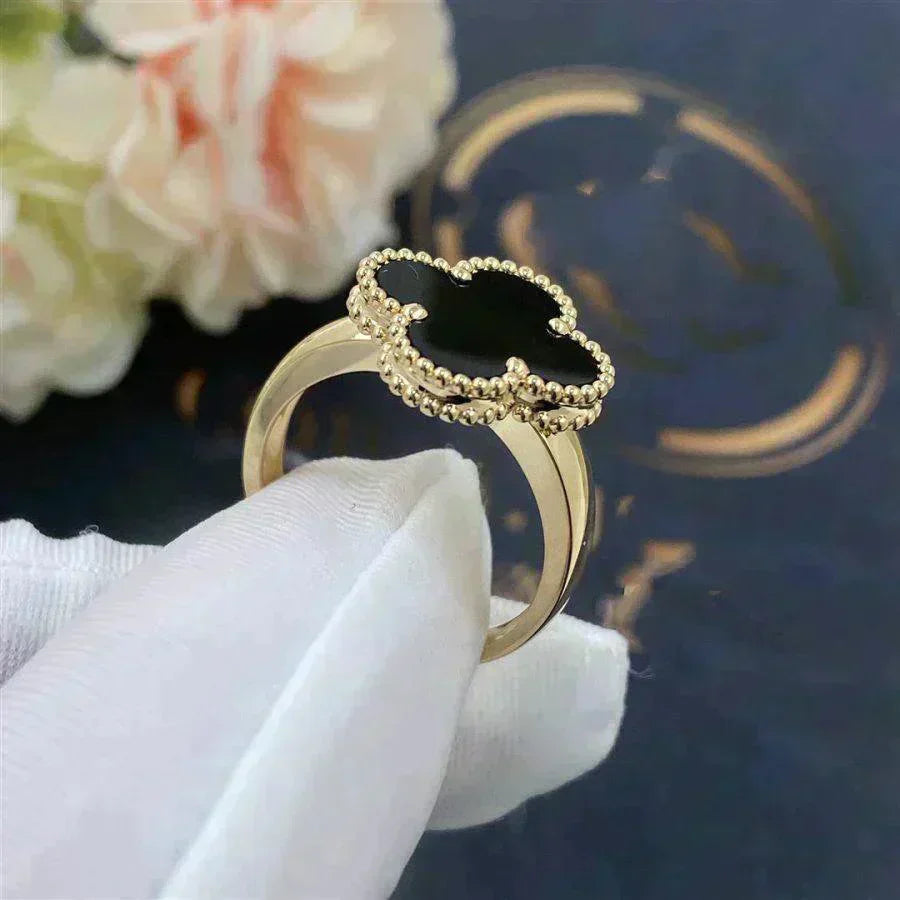 [Luxe Jewelry]CLOVER ONYX RING