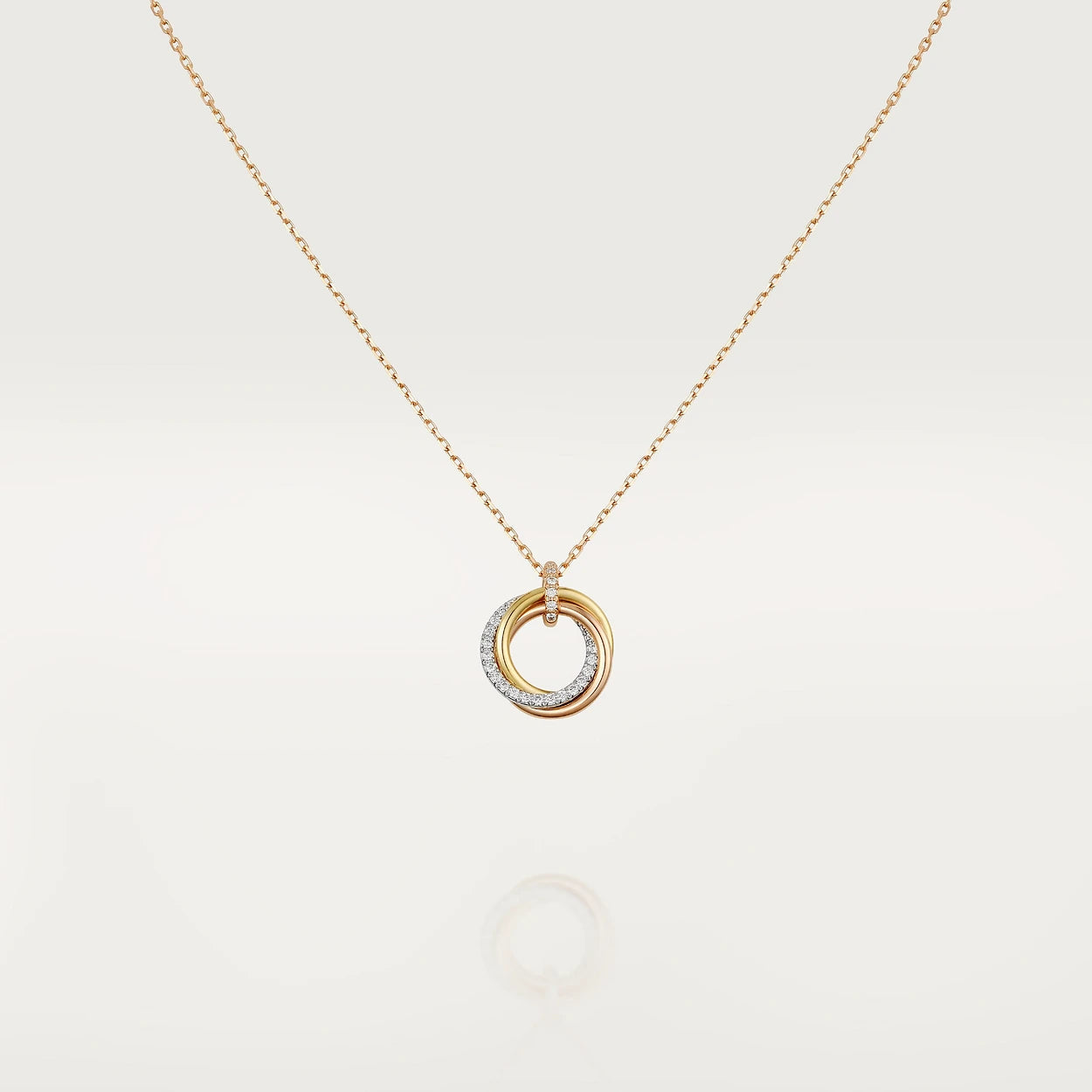 [Luxe Jewelry]TRINITY NECKLACE SILVER GOLD PINK GOLD DIAMONDS
