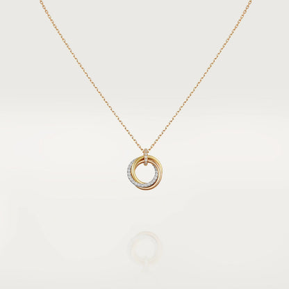 [Luxe Jewelry]TRINITY NECKLACE SILVER GOLD PINK GOLD DIAMONDS