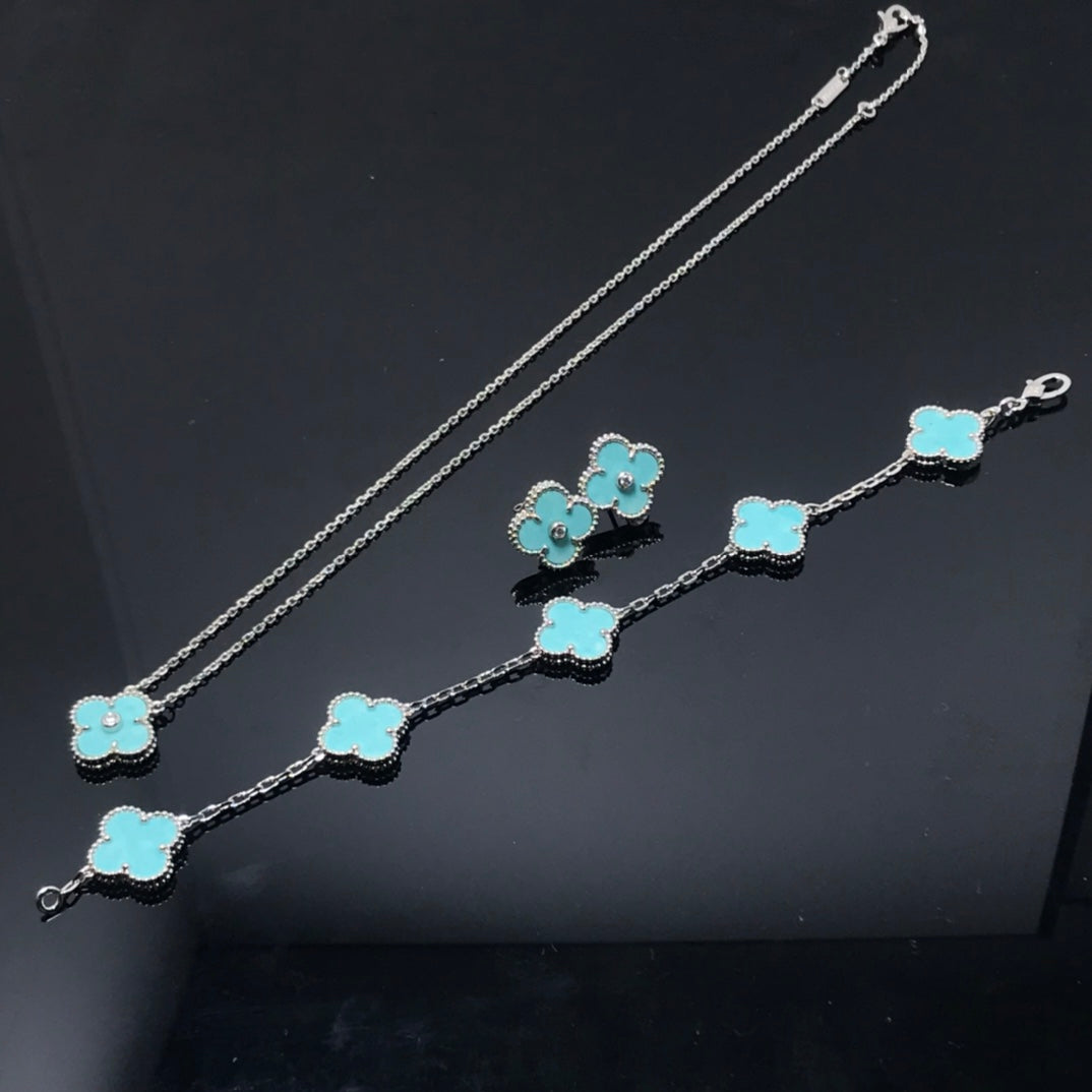 [Luxe Jewelry]CLOVER 1 DIAMOND BLUE SKY SILVER EARRINGS