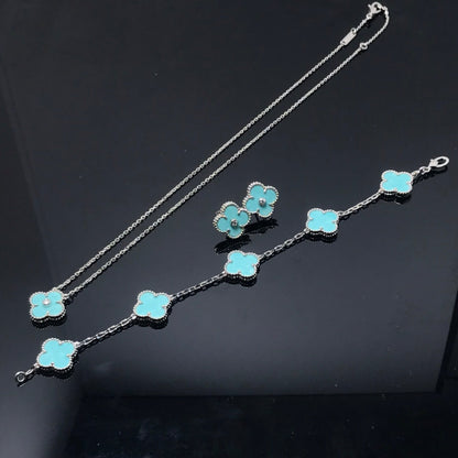 [Luxe Jewelry]CLOVER 1 DIAMOND BLUE SKY SILVER EARRINGS