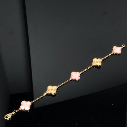 [Luxe Jewelry]CLOVER BRACELET 5 MOTIF PINK AND PINK GOLD