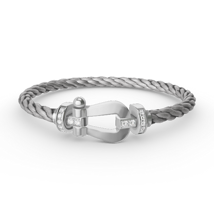 [Luxe Jewelry]FORCE LARGE HORSESHOE HALF DIAMOND BRACELET SILVER