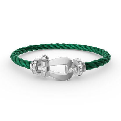 [Luxe Jewelry]FORCE LARGE HORSESHOE HALF DIAMOND BRACELET SILVER