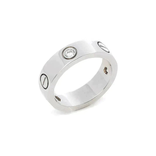 [Luxe Jewelry]LOVE RING 5.5MM 3 DIAMONDS SILVER