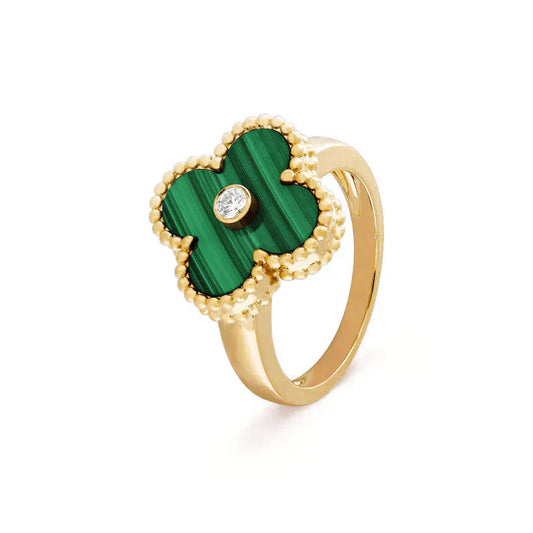 [Luxe Jewelry]CLOVER MALACHITE RING GOLD DIAMOND