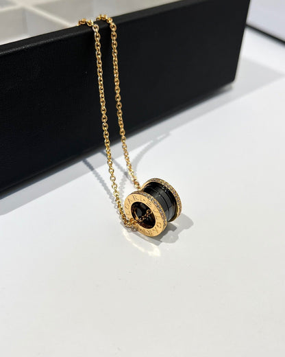 [Luxe Jewelry]ZERO 1 BLACK CERAMIC DIAMOND PINK GOLD NECKLACE