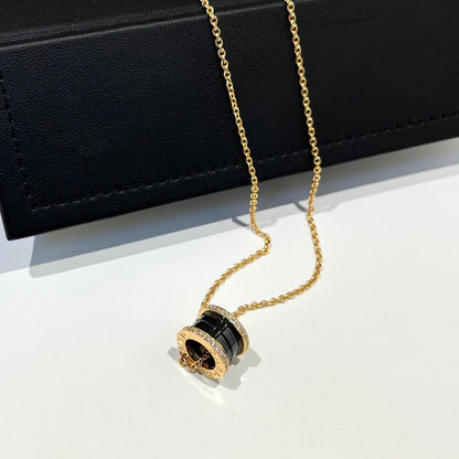 [Luxe Jewelry]ZERO 1 BLACK CERAMIC DIAMOND PINK GOLD NECKLACE